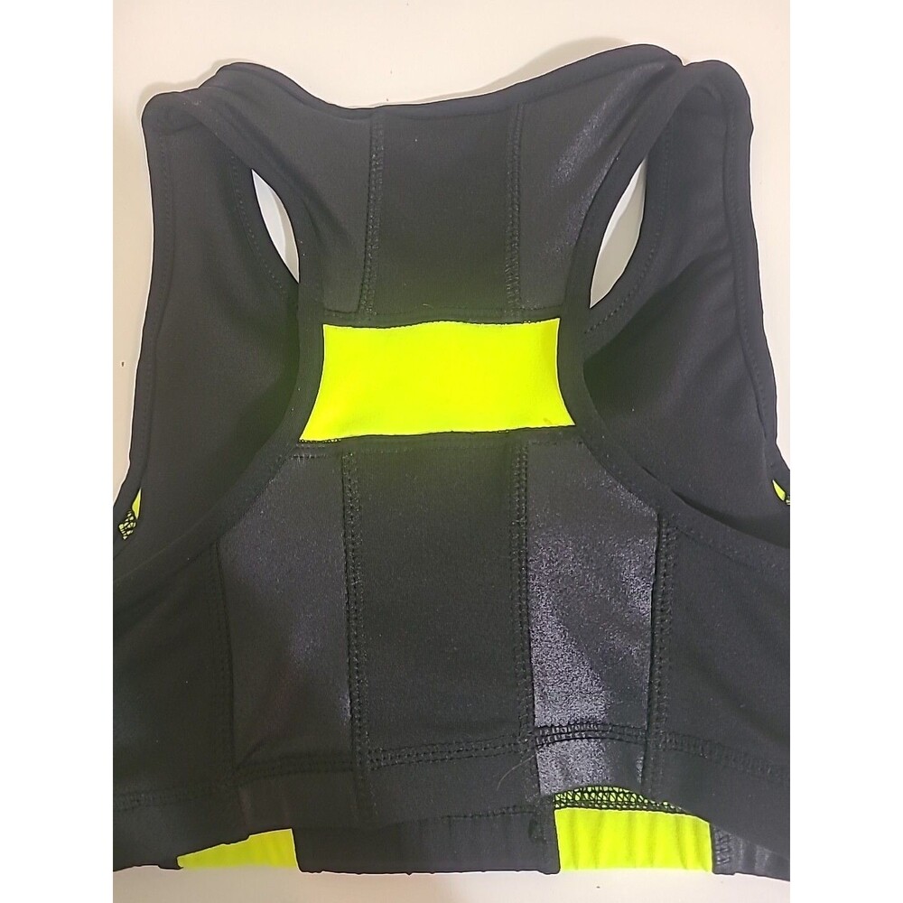 BCBG MAXAZRIA Women Black Neon Yellow Sports Bra Activewear Size Small Tags - Picture 7 of 11